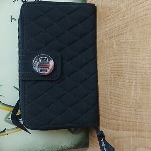 Vera Bradley Quilted Black Crossbody Wallet Carried 1 Time